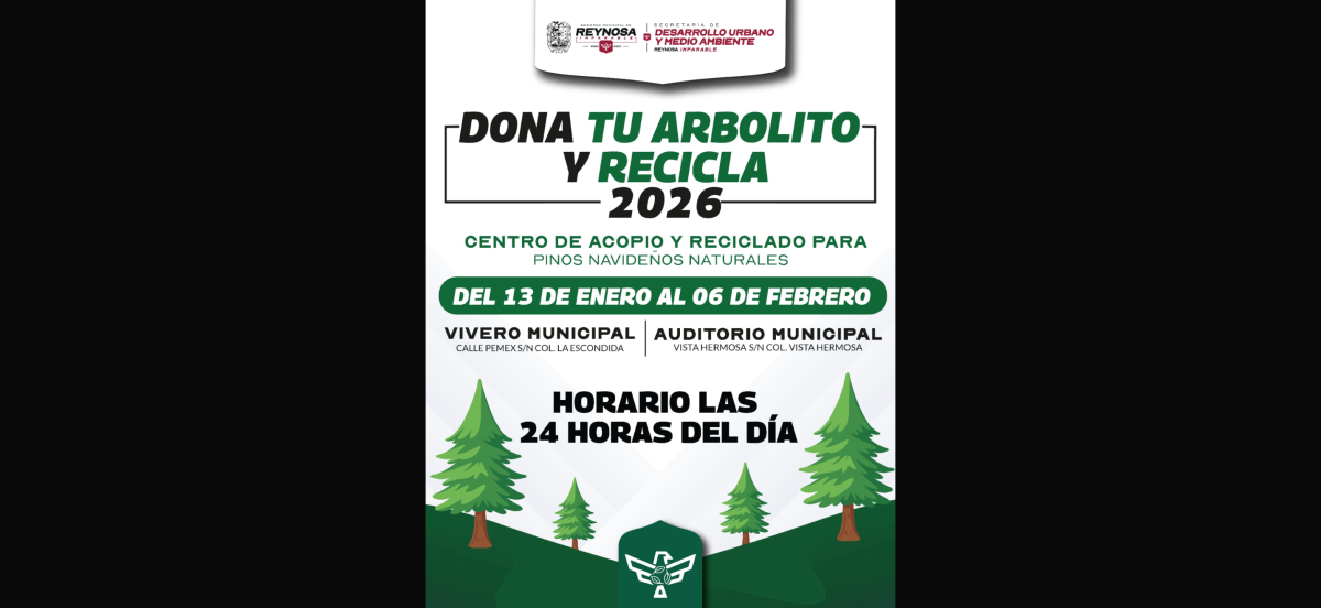 Abrirá Gobierno de Reynosa Centros de Acopio y Reciclado de árboles navideños