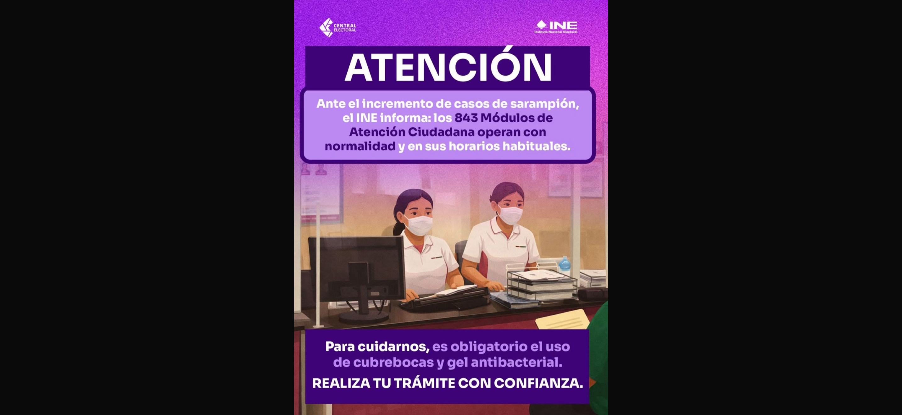 Cubrebocas obligatorio para tramitar INE ante casos de sarampión