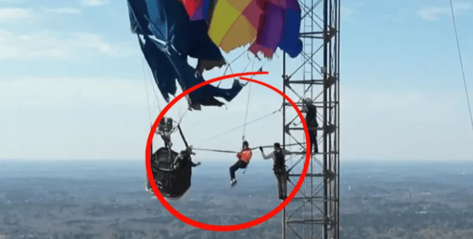 Rescate extremo en Texas: globo queda suspendido a 280 metros de altura