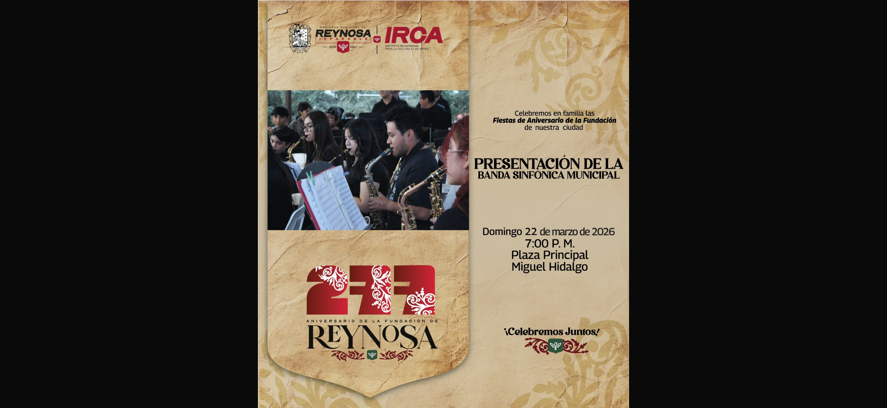 Celebra Gobierno de Carlos Peña Ortiz el 277 Aniversario de Reynosa con eventos culturales gratuitos