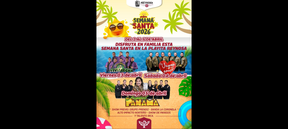Gobierno de Reynosa anuncia cartelera musical en la Playita
