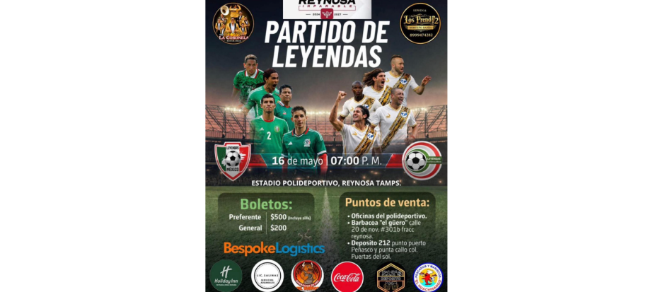Invita el Gobierno de Reynosa al juego de leyendas en el Polideportivo