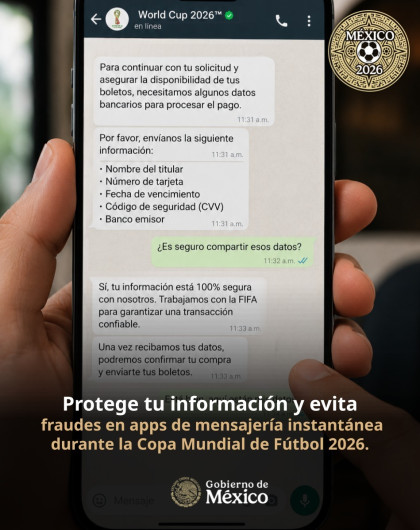 SSPC pide evitar fraudes mundialistas en aplicaciones de mensajería en el marco del Mundial