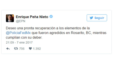Peña Nieto condena agresión a federales en BC