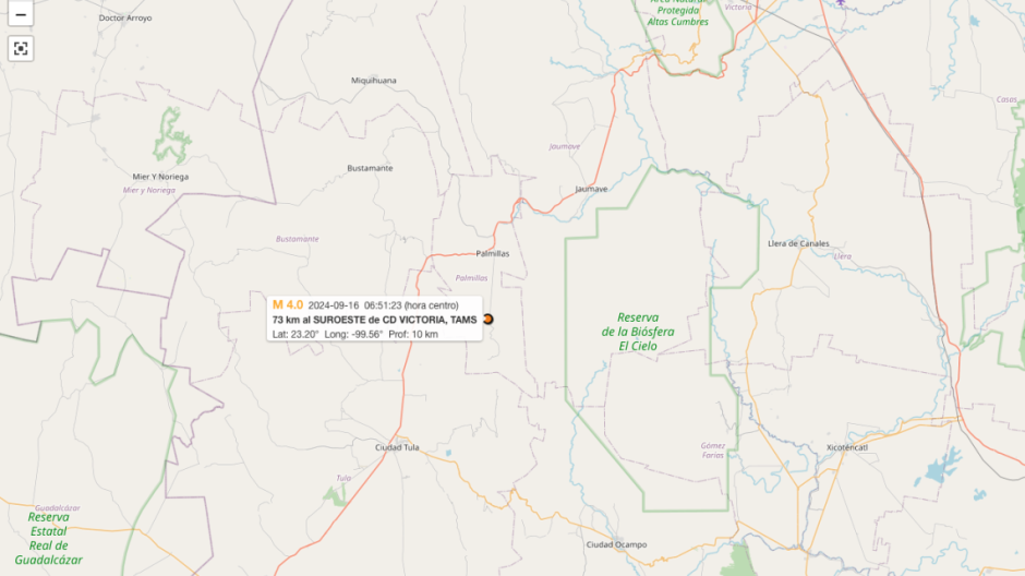 Se registra sismo magnitud 4.0 en Tamaulipas