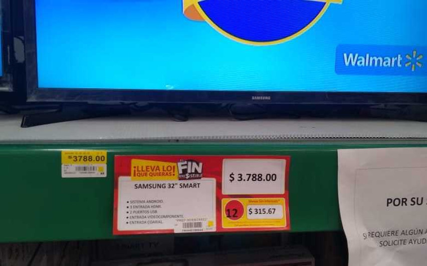 Por error Walmart vende televisión en 3.78 pesos