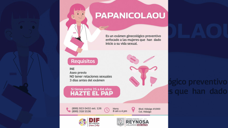 Invita DIF Reynosa a realizarse el examen de Papanicolaou