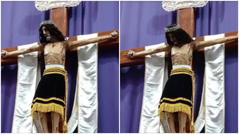 ¡Sorprendente! Fieles graban momento en que imagen de Cristo mueve su cabeza 
