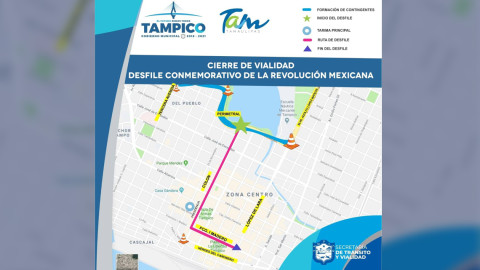 Por desfile del 20 de noviembre cerrarán calles en Tampico