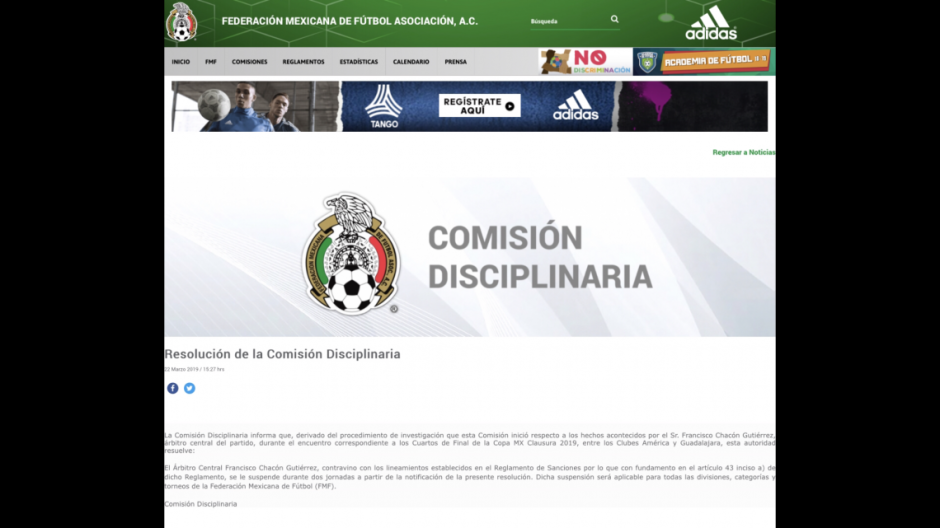 Francisco Chacón sancionado con dos partidos por insultos en Clásico Nacional