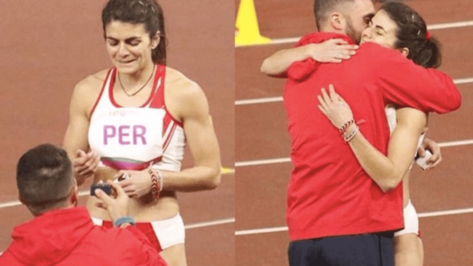 Romántica propuesta de matrimonio en la pista de atletismo de Lima