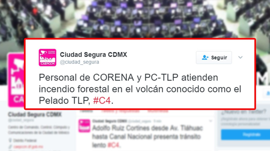 Reportan incendio en volcán el Pelado, en Tlalpan