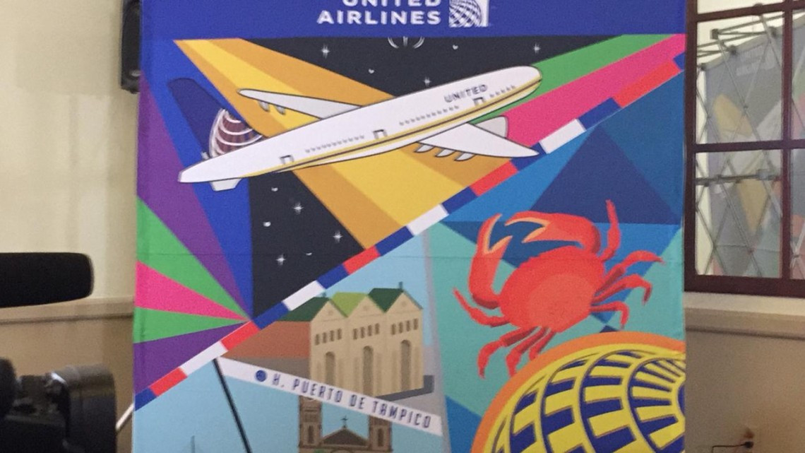 Con un mural cultural conmemoran 20 años de la ruta aérea Tampico - Houston