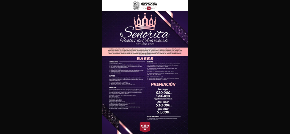 Si quieres ser la Señorita Fiestas de Aniversario Reynosa 2025 conoce las Bases y participa