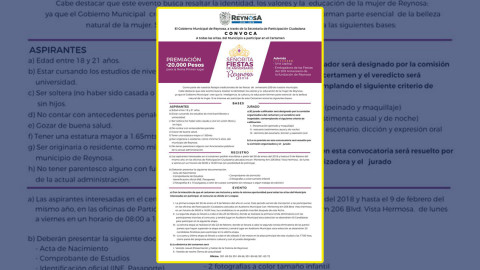 Reynosa busca a su embajadora para las fiestas de aniversario