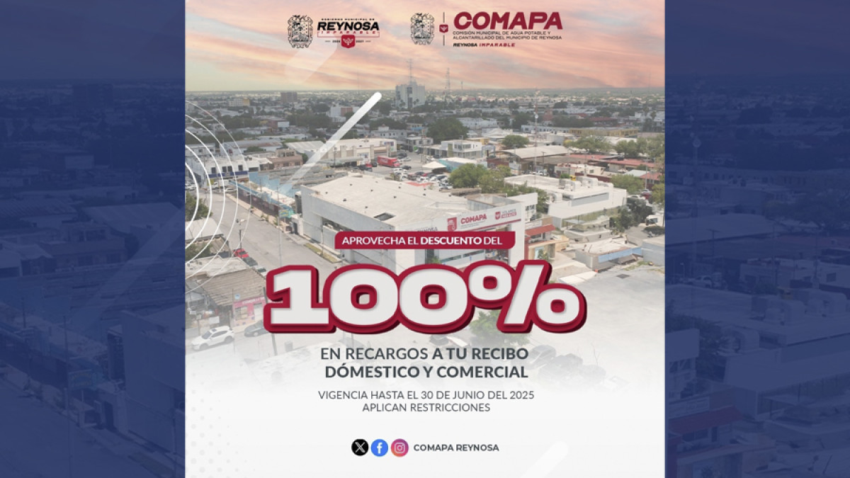 Invita COMAPA a aprovechar el descuento del 100% en recargos en el pago del agua