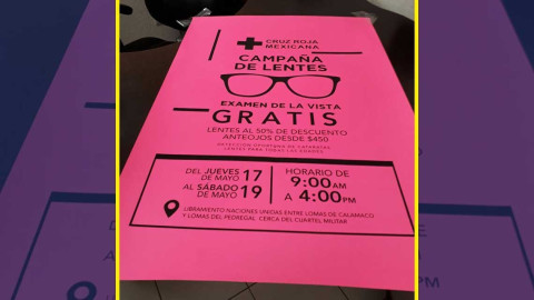 Realizará Cruz Roja campaña de lentes a bajos precios