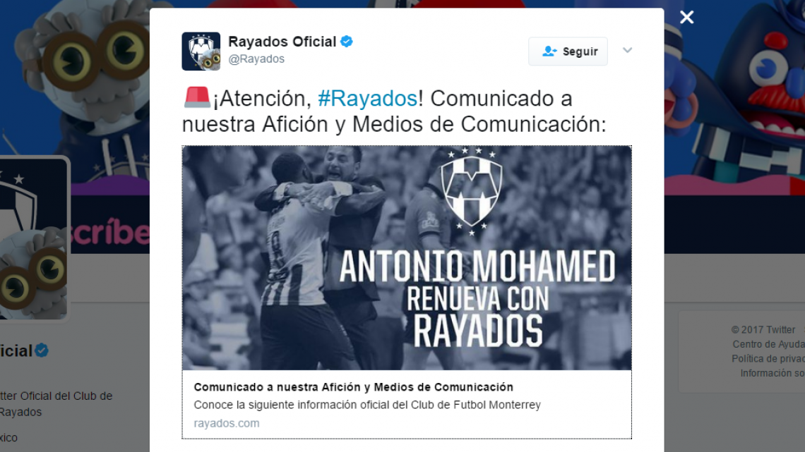 Antonio Mohamed renueva con Rayados hasta 2019