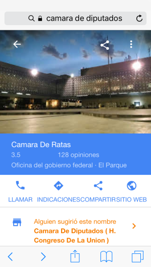 Google pide disculpas por el cambio de nombre a Cámara de Diputados y Los Pinos