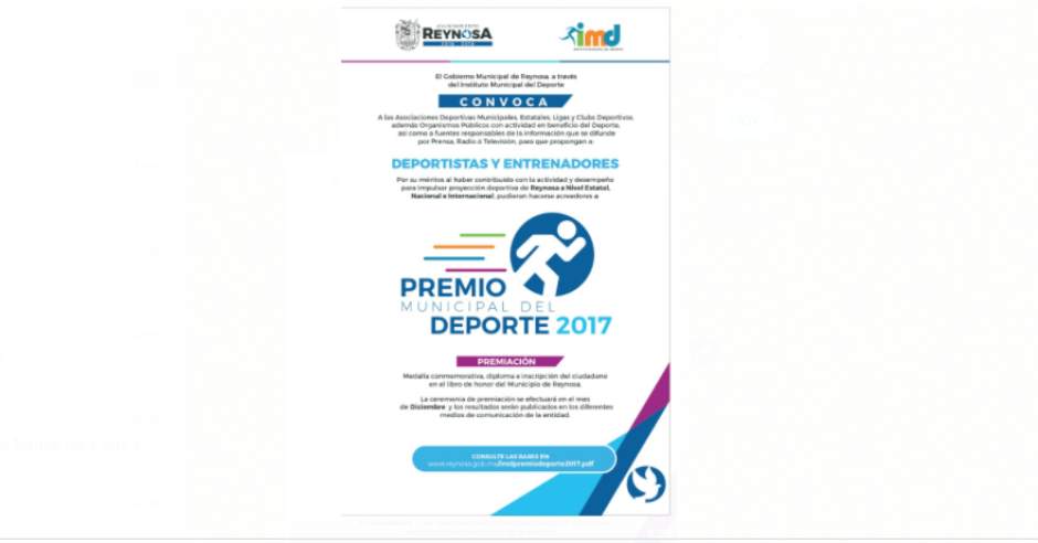 Abre Gobierno Municipal convocatoria al Premio Municipal del Deporte 2017