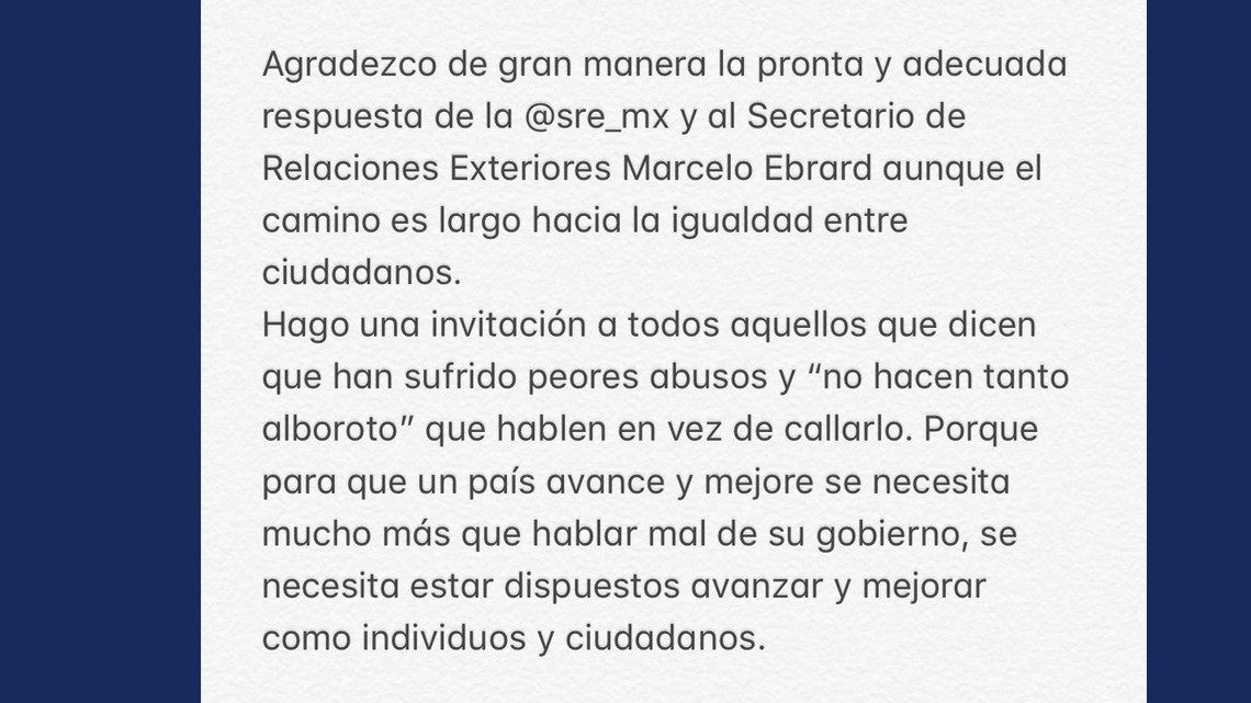Joy Huerta agradece pronta respuesta de SRE tras ser discriminada