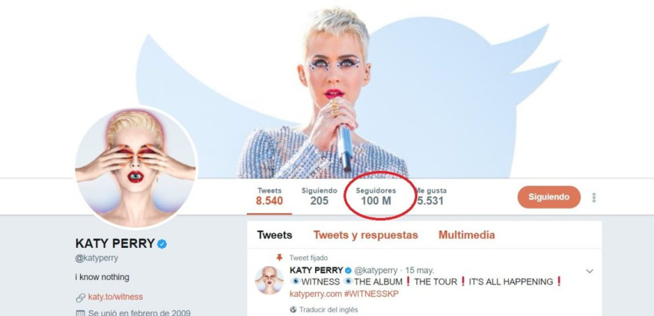 Katy Perry alcanza récord de seguidores en Twitter