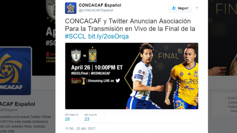 Final de Concachampions será trasmitida en vivo por Twitter