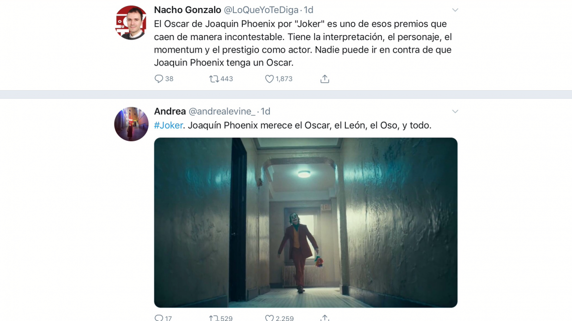 Los fans quieren el Oscar para Joaquin Phoenix por “Joker”