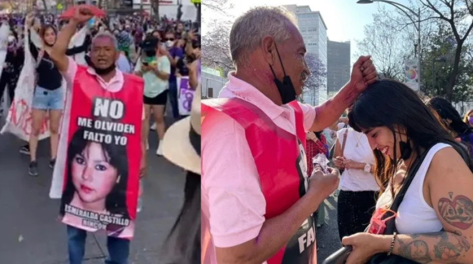 Regresó el Sr Castillo a la marcha feminista de la CDMX para exigir justicia por la desaparición de su hija Esmeralda