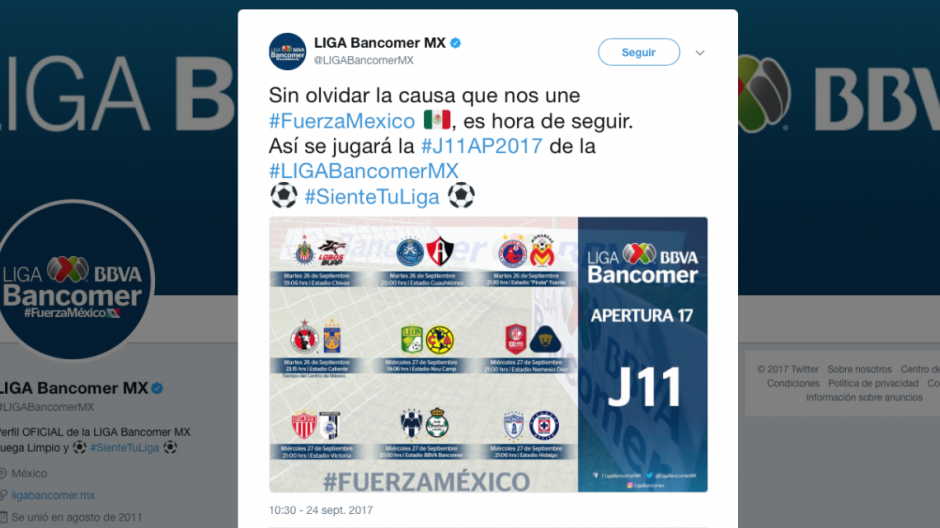 Liga MX anuncia horarios de la Jornada 11