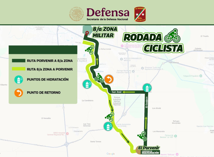 Delimitarán tráfico en carretera Reynosa-Río Bravo por Rodada Ciclista de la SEDENA