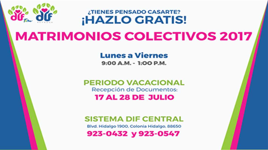 DIF emprende programa de “Matrimonios Colectivos 2017”