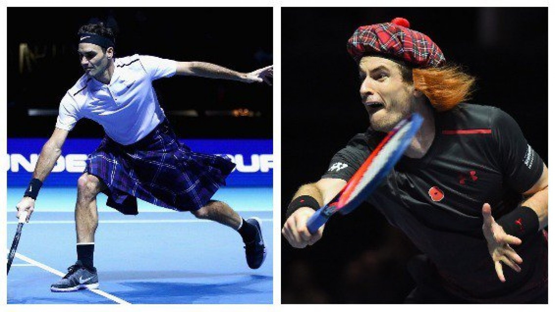 Federer jugó con una falda escocesa