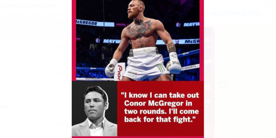 Óscar de la Hoya afirma vencer a Connor McGregor en dos rounds