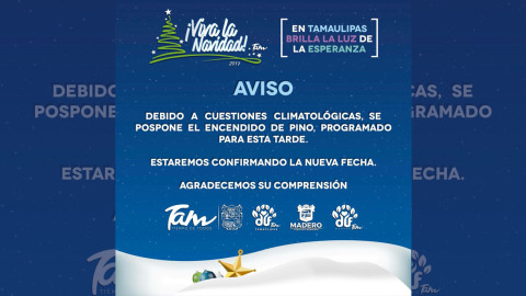 Frío suspende encendidos de pinos en sur de Tamaulipas