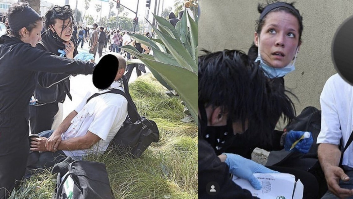 Captan a Halsey y Yungblud curando a heridos en protestas en Los Ángeles 