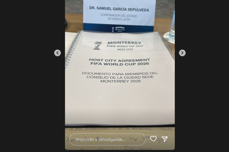 Samuel García se reúne con FIFA y revela podría tener Monterrey 4 partidos en Mundial 2026