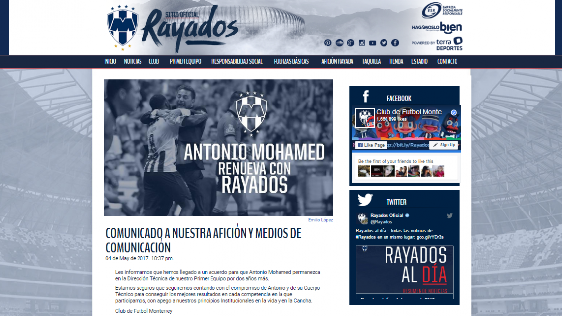 Antonio Mohamed renueva con Rayados hasta 2019