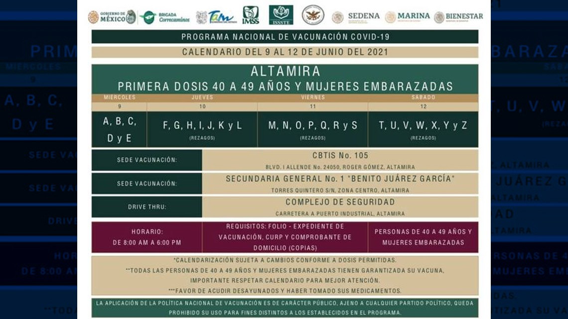 Inicia vacunación contra Covid-19 a personas de 40 a 49 Nuevo Laredo y otros 7 municipios 