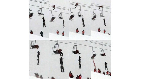 Rescate de esquiador que queda colgado en aerosilla