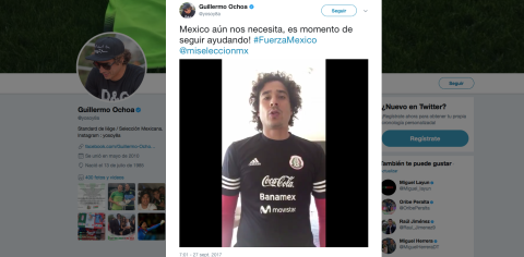Guillermo Ochoa manda emotivo mensaje a mexicanos