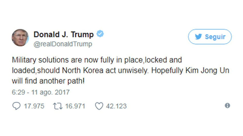 Trump da a conocer que armamento está listo ante amenaza Norcoreana