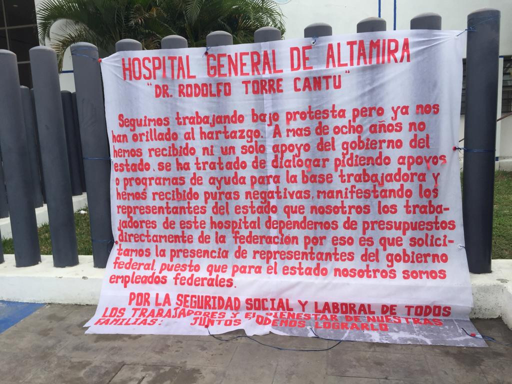 Anuncian paro parcial de labores en el hospital general de Altamira