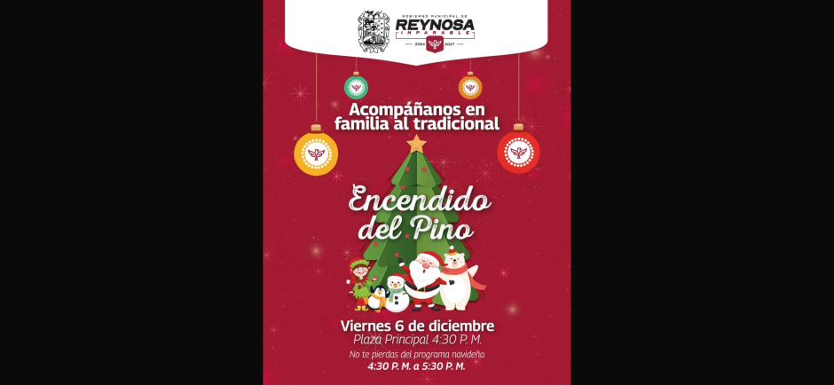 Invita el Alcalde de Reynosa al encendido del Pino Navideño más grande de Tamaulipas