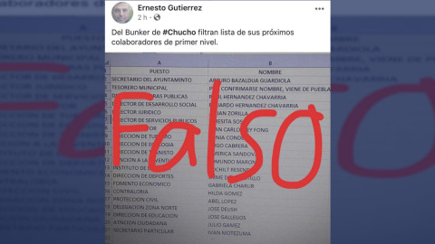 Falsa la lista con cargos y nombres de próxima administración municipal