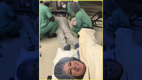 Después de dar a luz, mujer se toma ‘selfie’ con su marido desmayado