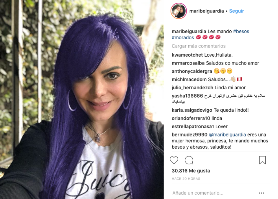 Maribel Guardia con cabello morado!!