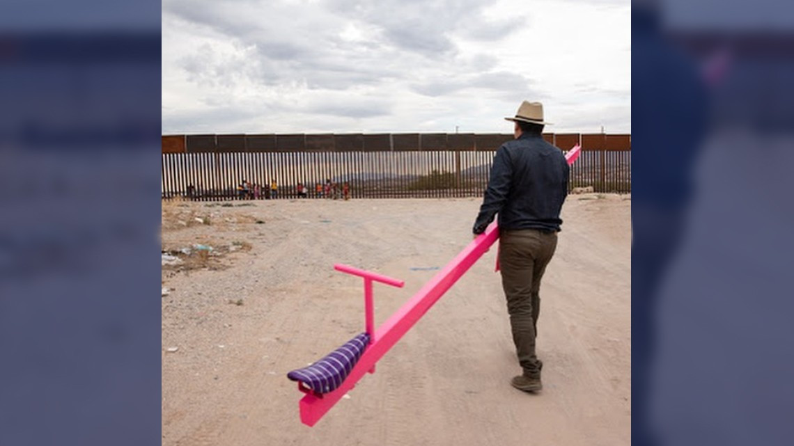 Convierten muro fronterizo en un parque de juegos