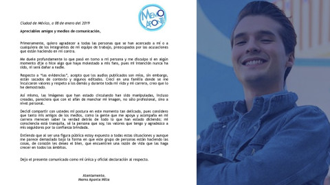 Memo Aponte se deslinda de señalamientos de acoso sexual