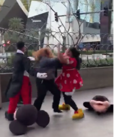 Minnie Mouse da golpiza a una guardia de seguridad